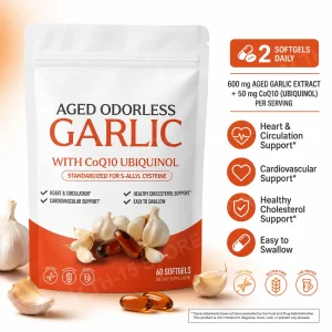 Odorless Aged Garlic Extract Soft gels, 600mg 60 Count